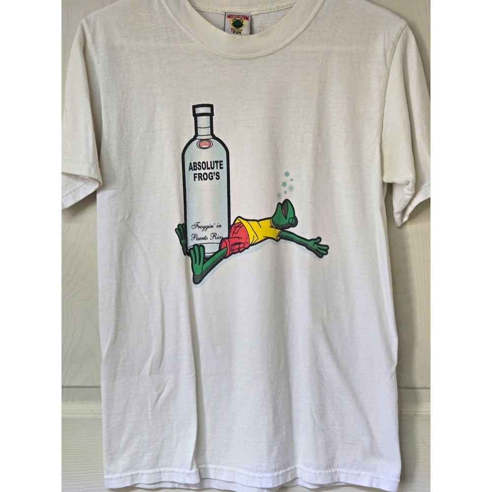Vtg Senor Frog's Rags White Double-Sided Logo Graphic T-Shirt Mens S Puerto Rico